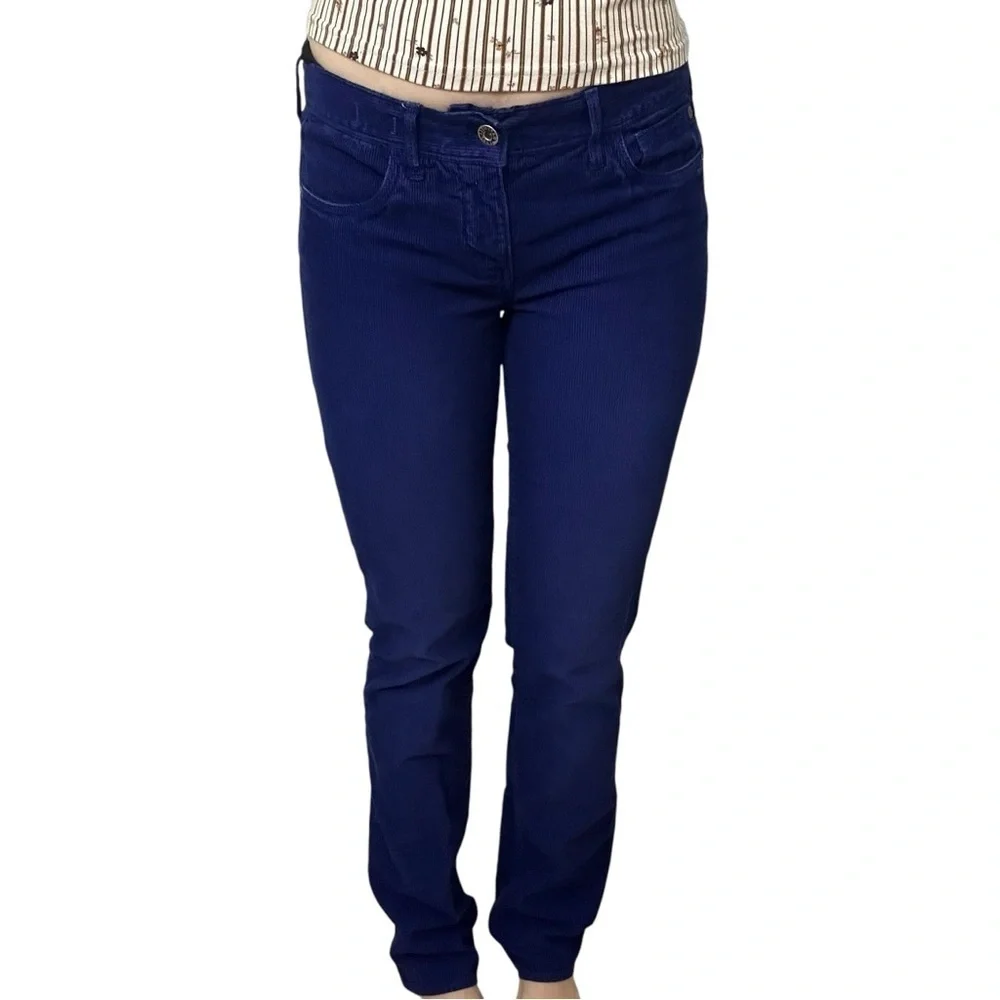 Madewell Corduroy Pants Royal Blue Rail Straight Cotton Women’s Casual Size 27